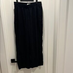Abercrombie & Fitch Black Wide Leg Double Lined Linen Pants